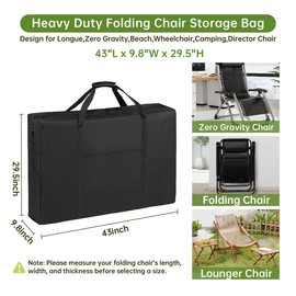 QYILUARE Heavy Duty Folding Chair Storage Bag | Upgrade Large Water-Resistant Carry Bag for Longue,Beach,Wheelchair,Camping,Director Chair-43 L x 9.8" W x 29.5" H