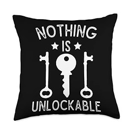 Locksmith Locksmithing Lock Pick Apparel Locksmith Nothing is Unlockable Pick Tools Throw Pillow, 18x18, Multicolor