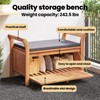 vidaXL Garden Storage Bench, Solid Acacia Wood, Gray Cushion Included,