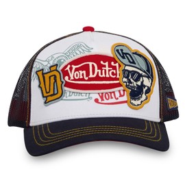 Von Dutch Mens & Women Trucker Cap Adjustable Snapback Cap Blue White Red TU White One Size, White