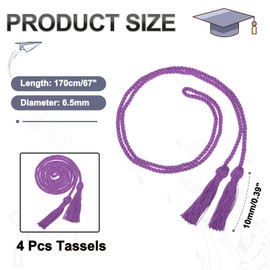 sourcing map 2025 Tassel Graduation, 67 Inch Long Honor Braided Graduation Cord, Elegant 2025 Tassels Charm for Graduation Accessories(Purple, Pack of 4)
