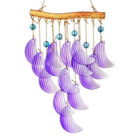 H&D HYALINE & DORA 19" Moon Wind Chimes for Outside Unique Stained Glass Wind Chimes Garden Decor, Windchimes Outdoors Suncatcher Gift for Women, Mom, Grandma