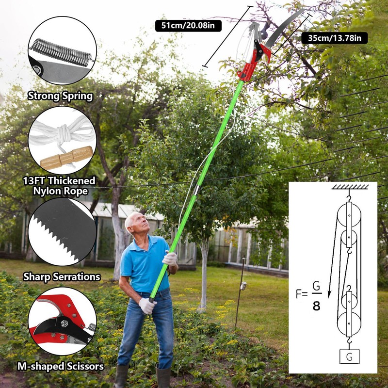Pole Saws for Tree Trimming, 8.2-15FT Extendable Manual Pole Saw,