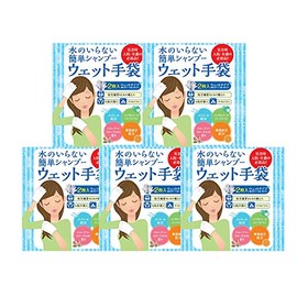 Shikoku Paper Sales Co., Ltd. No Bubble-Free Shampoo Wet Gloves (2 Pieces) Set of 5 Fruity Floral White