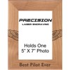 Best Pilot Ever Engraved Natural Wood Picture Frame with Wings