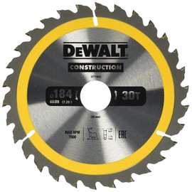 Dewalt DT1942-QZ DT1942-QZ-Hoja para construcción 184x30mm 30T (AC), Yellow, 184 x 30 mm