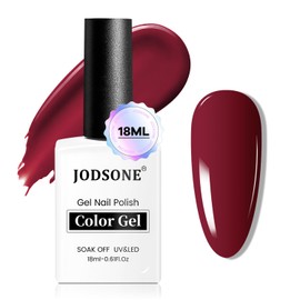 JODSONE 18ml Burgundy Red Gel Polish Dark Red Gel Nail Polish Deep Red Color High Gloss Soak Off U V Light Nail Manicure Salon DIY at Home