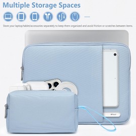 HYZUO 13 Inch Laptop Sleeve Bag Set for MacBook Air 13 M3/M2/M1 A3113 2024-2018, MacBook Pro 13 M2/M1 Pro/Max A2686 2024-2016, XPS 13, 12.3"-13" Surface Pro 11-3, Case with Pouch, Pale Blue