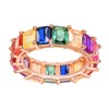 GNOCE Ring Damen Bunte Steine Roségold Frauen Bandringe Regenbogen Baguette