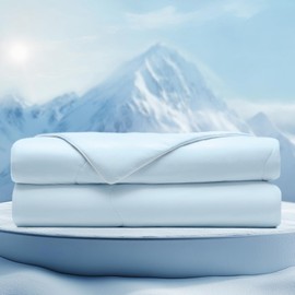 PHF Cooling Comforter Queen Size, Breathable Cooling Blanket for Hot Sleepers, EcoCozy Technology Q-Max>0.45 Summer Soft Lightweight Silky Comforter for Night Sweats to Keep Cool, 90"x90", Ice Blue