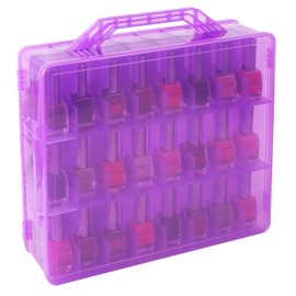 LAUQEE Universal Nail Polish Holder Gel Nail Polish Organizer Case for 48 Bottles Adjustable Dividers Space Saver,Double Sided Storage for Nail Bottles Mini Cars Threads Essential Oils (Purple)