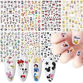 Cartoon Nail Art Stickers Cute Cartoon Nail Decals 3D Self-Adhesive Nail Art Supplies Designer Nail Stickers for Women Acrylic Nails Decoration Accessories 7 Sheets