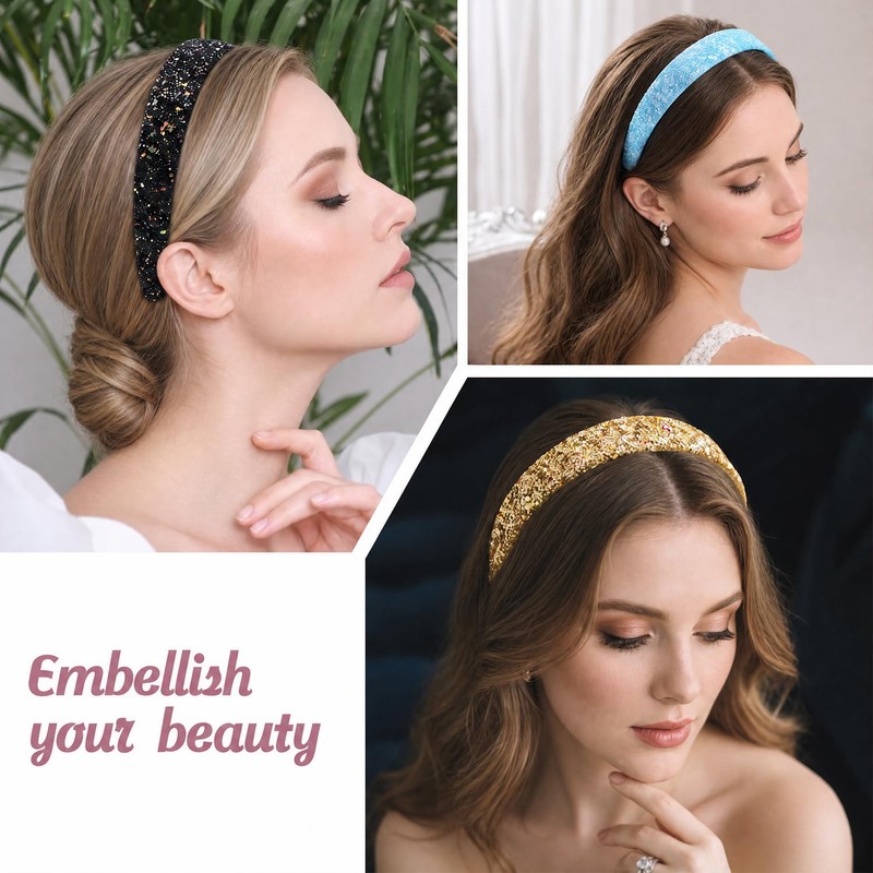 MOTIBACK 6Pcs Glitter Rainbow Headbands Non-Slip Sparkly Hair Accessories.