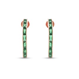 Simulated Emerald Hoops Earrings, 925 Sterling Silver Huggie Earrings Half Hoops Sensitive Ears Cute Gifts for Women