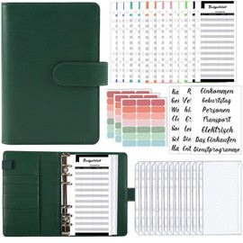 A6 Binder Budget Planner German: Money Organiser Budget Planner with 12 Binder Pockets, 12 Budget Sheets German, Label Stickers Savings Book for Travel, Diary and Gift