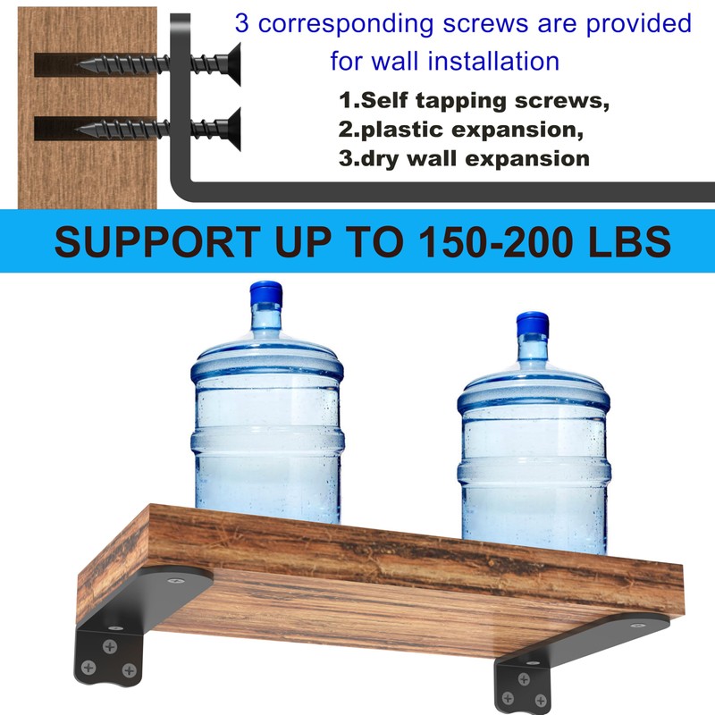 Neevolve Floating Shelf Bracket, 10 Inch 6PACK Black Heavy Duty