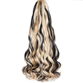 Unionbeauty French Curl Braiding Hair 22 Inch Body Wave Curly Braiding Hair Pre Stretched French Curl Braids 8 Packs EZ Braids Crochet Hair Synthetic Ombre Braiding Hair Extensions 1B/27/613#
