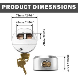 RESET-903 Keyed Alike Heavy Duty Hidden Shackle Padlock for Chain, Trailers, Van, Trucks, Sheds and Gates,Hockey Puck Lock,Solid Steel,Sliver, 2 Pack