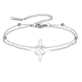 Dreamtimes Witches Knot Anklet Celtic Magic Knot Protection Symbol Beach Wiccan Foot Chain Stainless Steel Spiritual Gift for Women Adjustable Chain Ankle Bracelet (Silver)