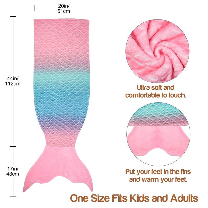 Catalonia Classy Mermaid Tail Blanket, Soft Warm Plush Fleece Sleeping