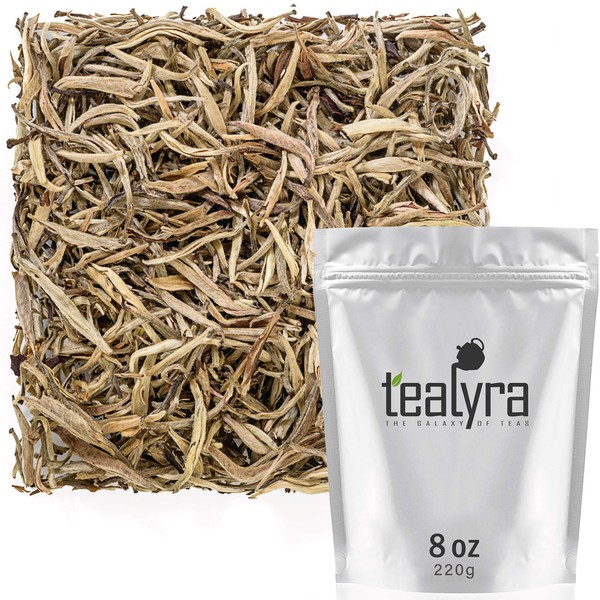 Tealyra - Luxury Jasmine Silver Needle White Losse Tea - Organically Grown in Fujian China - Loose Leaf Tea - Caffeine Level Low - 220g (8-ounce)