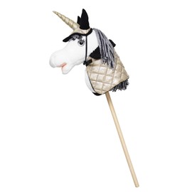 Panduro Hobby Horse Magic Golden Unicorn Horse Set, Sparkling Blanket, Sparkling Horn and Stylish Hood for Hobbyhorses, Gold & Glitter