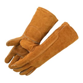 Protective Gloves Work Gloves Robust Genuine Leather Heat and Fire Resistant Garden Gloves Leather for Men and Women for Oven Grill Fireplace Stove High Performance Bite Resistant Glove
