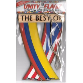 Rear view mirror car flags Colombia and Puerto Rico unity flagz for inside car