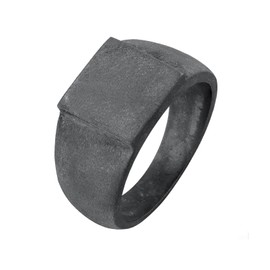 Kuzzoi 0605991722_58 Men's Signet Ring Oxidised Band Ring Solid (11 mm) in 925 Sterling Silver, Robust Biker Jewellery with Rectangular Surface, Ring for Men, Ring Size 58, Sterling Silver