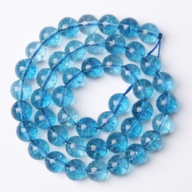 90pcs 8mm Blue Topaz Crystal Quartz Natural Stone Round Loose Beads for Jewelry Making DIY Bracelet Necklace Earrings 32" 2 Strands