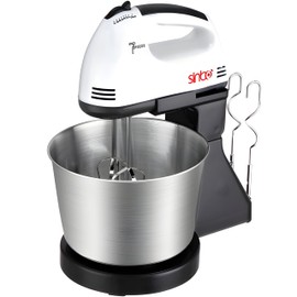 Retoo Hand Mixer with Bowl, Hand Mixer, Egg Beater, 100 W, 220 V, 7 Levels, Lightweight, Quiet, Hand Mixer, Turbo Button, Mixer, Whisk, Speed Switch, Dough Hook, White, Silver
