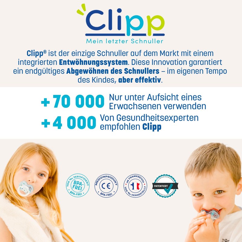 CLIPP - Clip Set Phosphorescent Pacifier - 5 Collars for