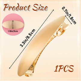 Gold French Barrette Hair Clips, 3 Inch Oval French Hair Barrettes for Women Girls Long Thick Hair Vintage Wedding Prom Party Hair Accessories