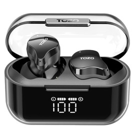 TOZO T18 Wireless Earbuds Bluetooth Headphones 5.3, IPX8 Waterproof Ear Buds, 4 Mic Clear Call Long Playtime with LED Digital Display Charging Case, Stereo Bass Sound 32 Customized EQ via APP