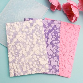OTCRAFT 3D Embossing Folder for Card Making, Beautiful Flower Plastic Texture Faded Embossing Folder for Scrapbooking Card Album DIY Decoration Paper Crafts 6.3 x 4.5 Inch