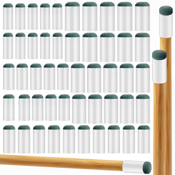 50PCS Slip-On Pool Cue Tips Replacement Kit, 5 Sizes (9/10/11/12/13mm)