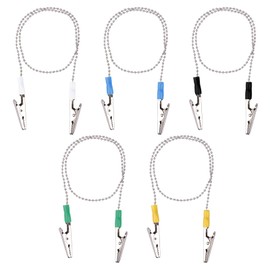 Tinoaly 10pcs Dental Bib Holder Clips, 48cm/18.89in Bib Holders with Napkin Chain Neck Chains Lanyard with Alligator Clips for Restaurant Dental Clinics Dentists Face Cover (5 Colors)