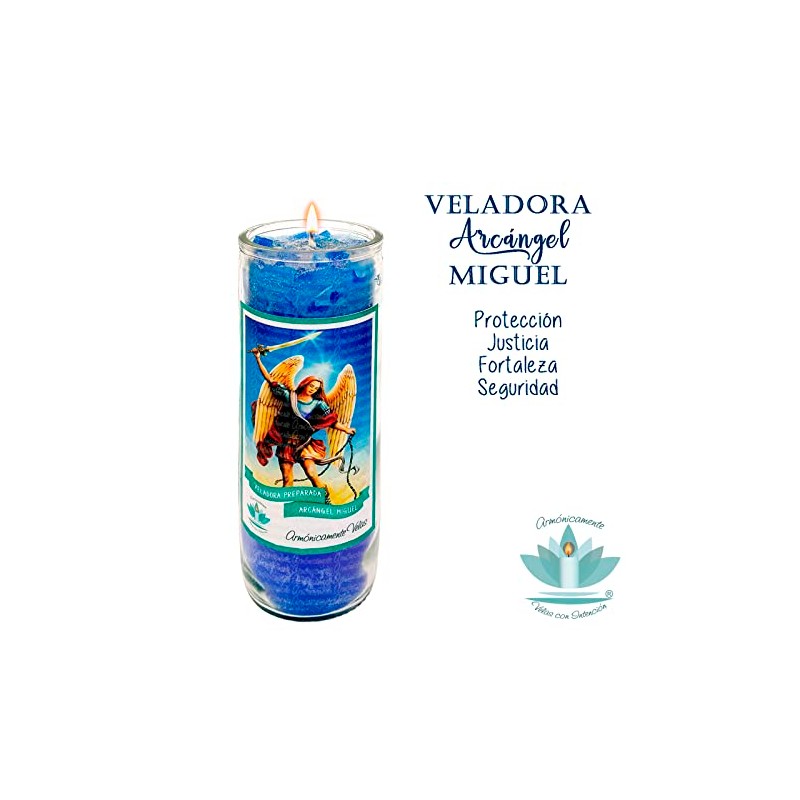 VELADORA ARCÁNGEL MIGUEL AZUL | PROTECCIÓN, JUSTICIA, FORTALEZA, SEGURIDAD, VELA