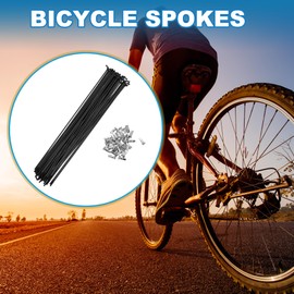 A ABSOPRO Bike Bicycle Spokes 14G 215MM Mountain Bike Spokes Steel Black 36Pcs