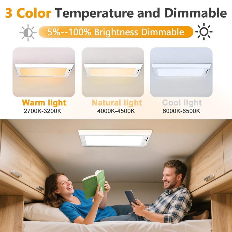 SFNN 4 Pack RV Lights Interior,3 Color RV LED Super