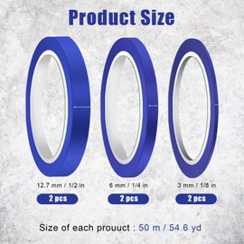 6 Rolls 49.8 m Fine Line Tape, 3/6/12.6 mm Masking Tape, Painter's Tape, Coloured Tape for Car, DIY, Crafts & Art, Decoration, School, Office (Blue)