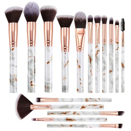 DUAIU Brochas de Maquillaje 16PCs Set de Brochas de Maquillaje, Sintéticas Premium para Polvo Kabuki Rubor Contorno Base Corrector Difuminado Sombras de Ojos Sets