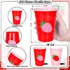 FYSUIMU 100Pcs Strawberry Plastic Cups 16Oz Red Pink Sweet Berry