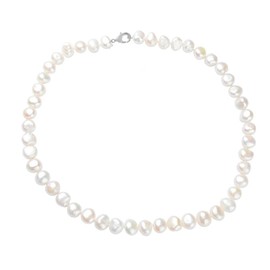 Treasure Bay Women's Pearl Necklace | 7-8mm Natural White Baroque Freshwater Pearl Necklace For Women and Girls (46)