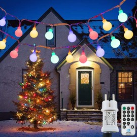 120 LEDs Ball Fairy Lights, 12 m, 8 Modes and Merk Function, Fairy Lights Outdoor/Indoor with Plug, Ideal Party Decoration, Children's Room, Balcony, Christmas Lighting etc. (Colourful)