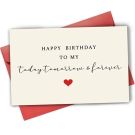 Romantic Birthday Card for Husband Wife, Sweet Birthday Card for Partner Lovers, Poem Birthday Card for Boyfriend Girlfriend, Happy Birthday To My Today, Tomorrow & Forever