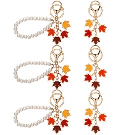 Guiqulai 6 Pcs Maple Leaf Keychain, Canada Keychain Canada Souvenirs Canadian Souvenirs Maple Leave Keyrings for Friends Colleague Family Women Men