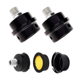 Pack of 2 Compressor Silencer Filter, Metal Silencer Air Compressor, 3/8 Inch 16 mm, Thread Air Compressor Silencer for Oilless Air Compressor, Intake Air Filter Replacement (Black)