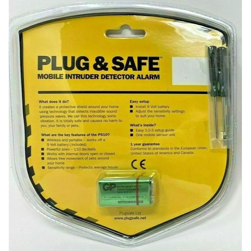 Plug & Safe Mobile Intruder Detector Alarm (Model PS10) Easy