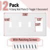 Bates- Combination Wall Plate, 2 Pack, 3-Toggle/1-Decorator, White Light Switch